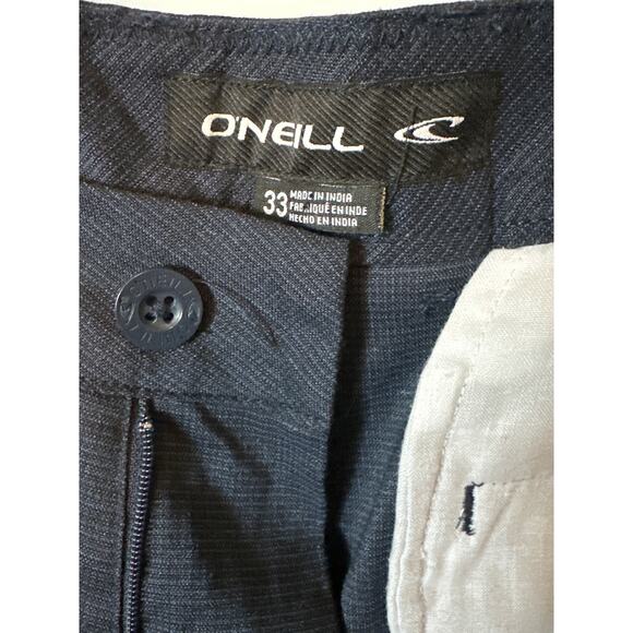O'Neill Men's Shorts Dark Blue Light Check Pattern Size 33 Summer Beach Casual - Picture 8 of 12